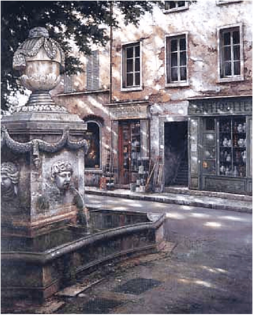 B Jung Artist Signed Limited Edition Serigraph on paper:"Les Souvenirs De La Fontaine"