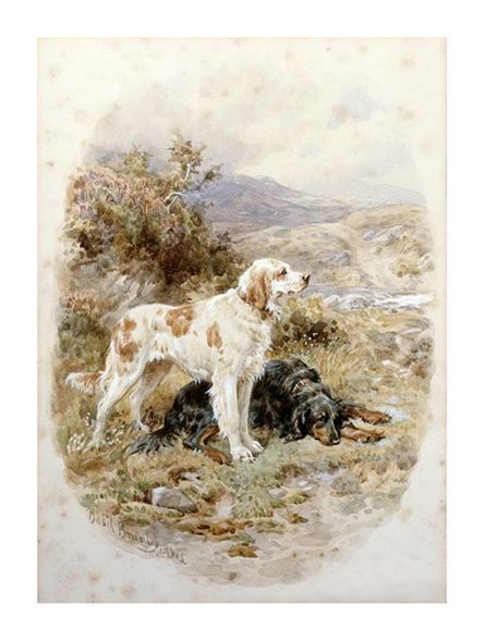 Basil Bradley Fine Art Open Edition Gicl&eacute;e:"An English and a Gordon Setter"