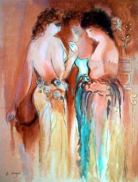 Batia Magal Hand Signed and Numbered Limited Edition Serigraph on Canvas: " High Class Party "