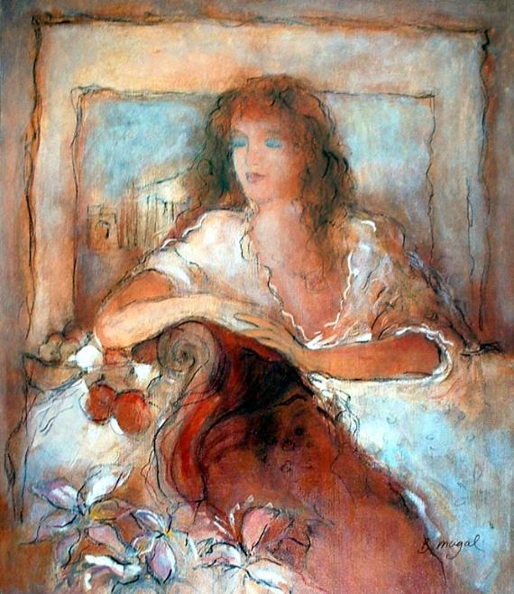 Batia Magal Hand Signed and Numbered Limited Edition Serigraph on Paper: " Eternal Moment "