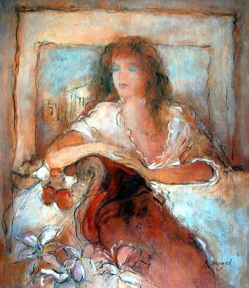 Batia Magal Hand Signed and Numbered Limited Edition Serigraph on Paper: " Eternal Moment "
