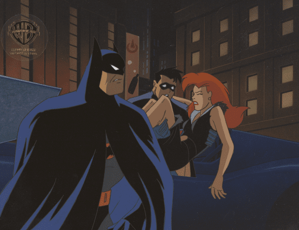Batman The Animated Series Original Production Cel: "Batman, Robin, and Veronica Vreeland"