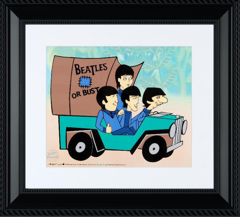 Beatles DenniLu Animation Art Framed Cartoon Sericel Cel:"The Beatles Or Bust"