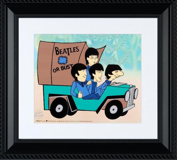 Beatles DenniLu Animation Art Framed Cartoon Sericel Cel:"The Beatles Or Bust"