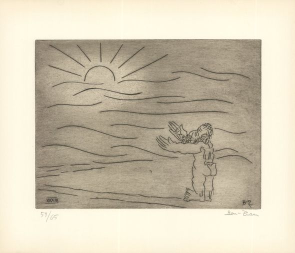 Ben-Zion Rare Vintage Artist Signed Etching: "Gilgamesh Then Sees a Shimmer of the Sun (XXXIII)"