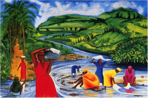 Bernard Hoyes Artist Signed Limited Edition Serigraph on paper:"Washday By The River"