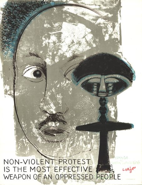 Bernard Lorjou Rare Vintage Artist Signed Lithograph: "Homage to Martin Luther King"