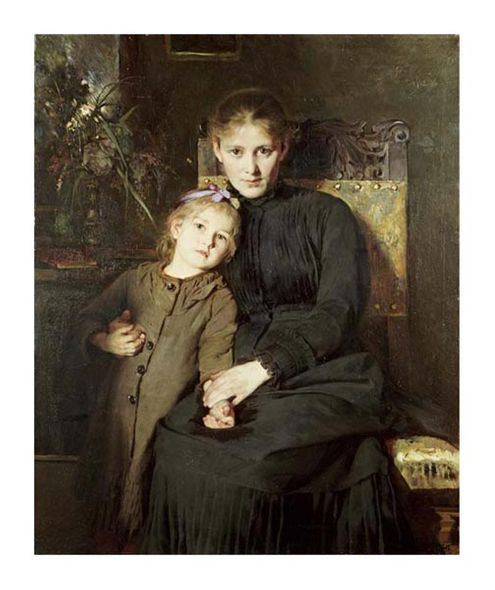 Bertha Wegmann Fine Art Open Edition Gicl&eacute;e:"A Mother and Daughter in an Interior"