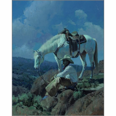 Bill Anton Hand Signed and Numbered Limited Edition Giclee Print:" Under a Cowboy Moon "