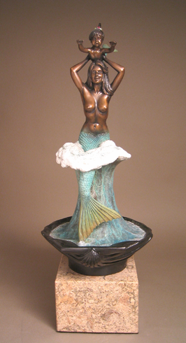 Bill Layne Handcrafted Solid Bronze Sculpture:"Mermaid and Babe" Bill Layne Handcrafted Solid Bronze Sculpture:"Mermaid and Babe"