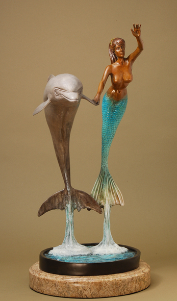 Bill Layne Handcrafted Solid Bronze Sculpture:"Playmates"