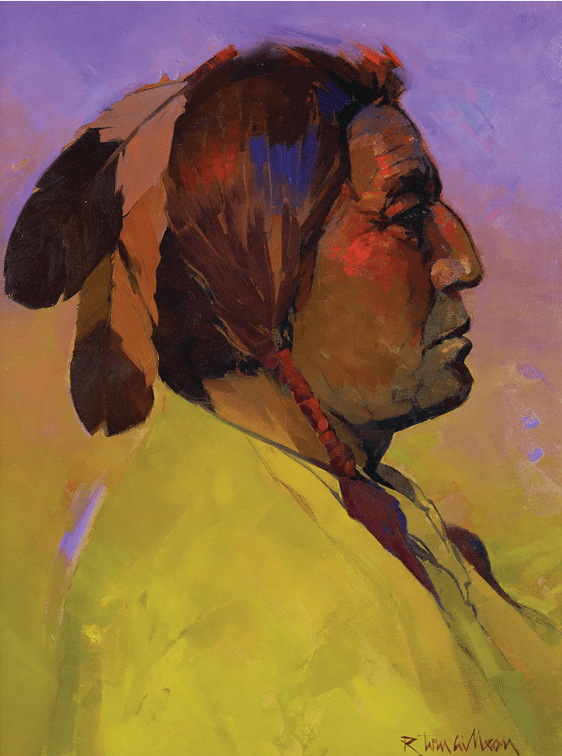 R. Tom Gilleon Artist Signed and Numbered Limited Edition Canvas Giclee:"Two Gun White Calf "