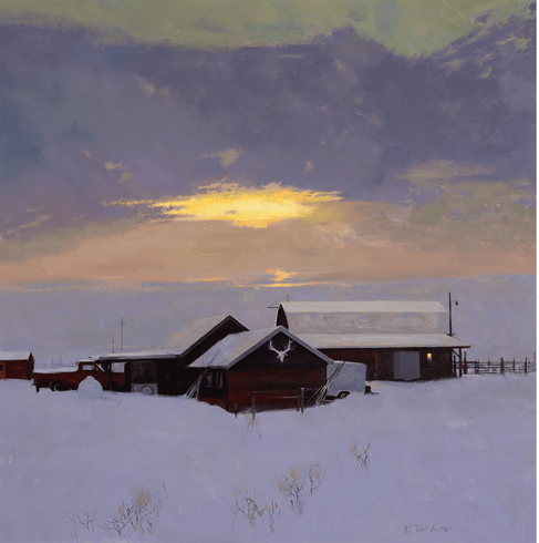 R. Tom Gilleon Artist Signed and Numbered Limited Edition Canvas Giclee:"January Ranch"