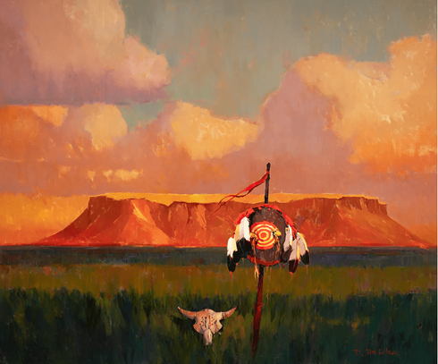 R. Tom Gilleon Artist Signed and Numbered Limited Edition Canvas Giclee:"Northern PLains Stop Sign"