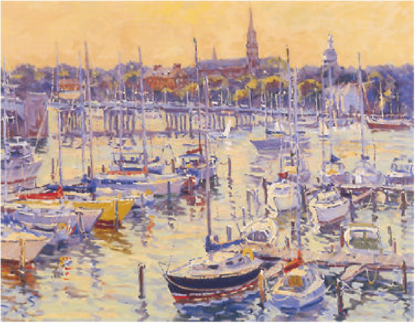 Bill Schmidt Artist Signed Limited Edition Serigraph on paper:"Annapolis Sunset"