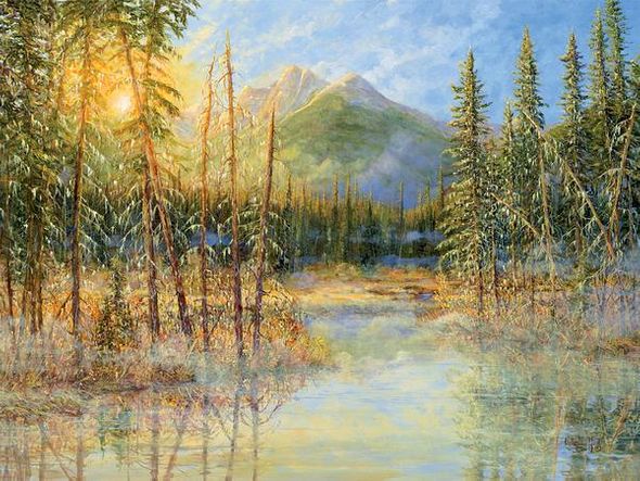 Valeria Yost Master Artisan Hand Embellished Canvas Giclee:"Sun Touched"