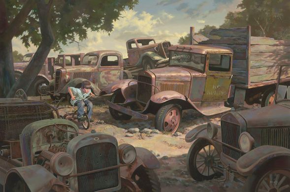 Bob Byerley Hand Signed and Numbered Limited Edition Giclee:"Pit Row"