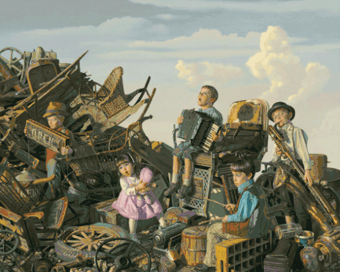 Bob Byerley Handsigned and Numbered Limited Edition Giclee:"The Junk Yard Band"