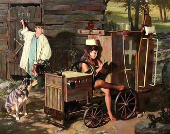 Bob Byerley Print-Signed and Numbered:"House Calls Boy Girl Playing Doctor Nurse S/N Art Print"