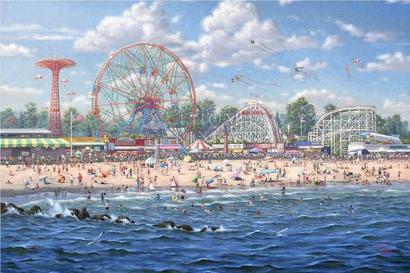 Thomas Kinkade Limited Edition Fine Art Giclee Print:"Coney Island"