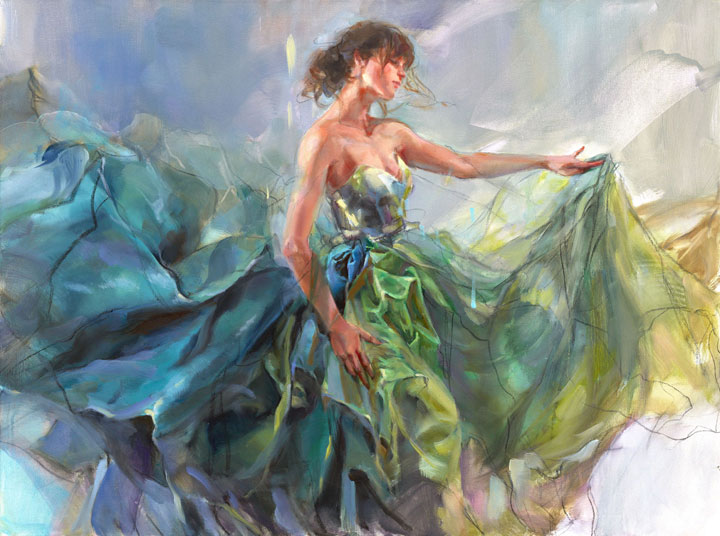 Anna Razumovskaya Hand Signed and Numbered Limited Edition Artist Embellished Canvas Giclee:"Paradise So Rare 1"