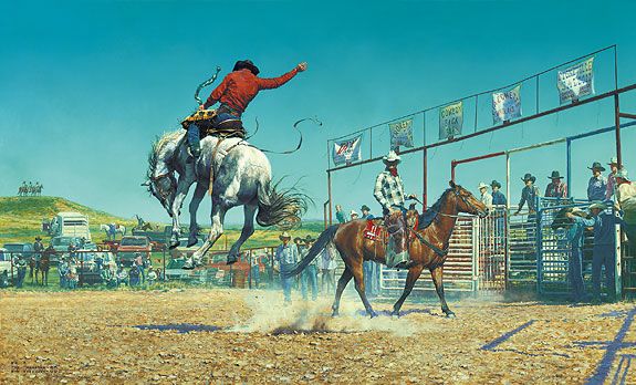 Bob Coronato Handsigned and Numbered Limited Edition Print :"Thems a Bunch-a Bronc Stompn' ... Sun Fishn ... S.O.B'.s"