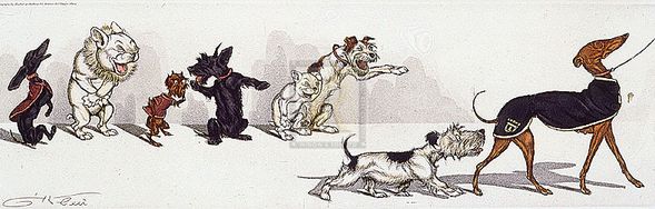 Boris O'Klein Artist Hand Colored Copper Plate Printed Atelier Print:"Dirty Dogs Of Paris IV"