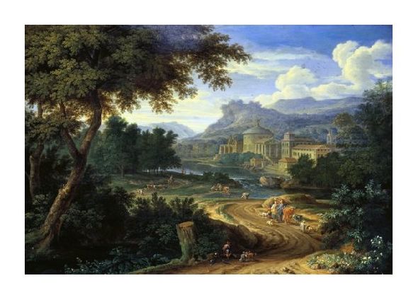 Boudewyns Fine Art Open Edition Gicl&eacute;e:"Italian River Landscape with Herdsman and Cattle"