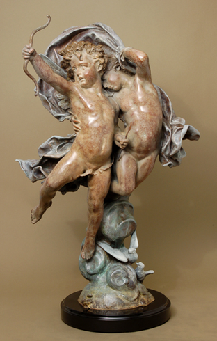 Bouguereau Handcrafted Solid Bronze Sculpture:"Cupid and Fairy" Bouguereau Handcrafted Solid Bronze Sculpture:"Cupid and Fairy"
