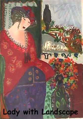 Bracha Guy Limited Edition Serigraph:"Lady with Landscape"