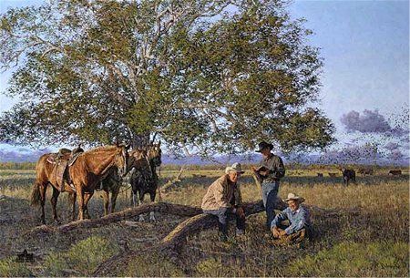 BRADLEY SCHMEHL 40X27 Secondary Market Art: "COWBOY CHURCH APGCNV"