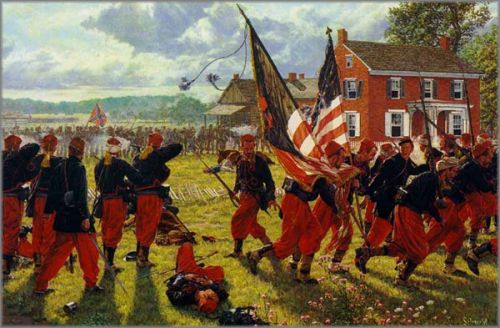 Bradley Schmehl limited edition print on canvas:"Collapse of the Peach Orchard Line"