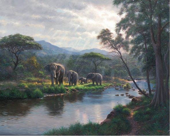 Mark Keathley Hand Signed and Numbered Limited Edition Embellished Canvas Giclee:"Dreams of Africa"