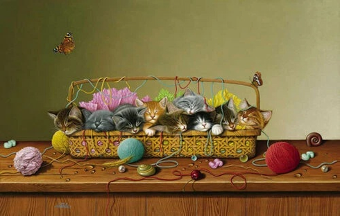 Braldt Bralds Signed and Numbered Limited Edition Lithograph: "Kitty Litter" Braldt Bralds Signed and Numbered Limited Edition Lithograph: "Kitty Litter"