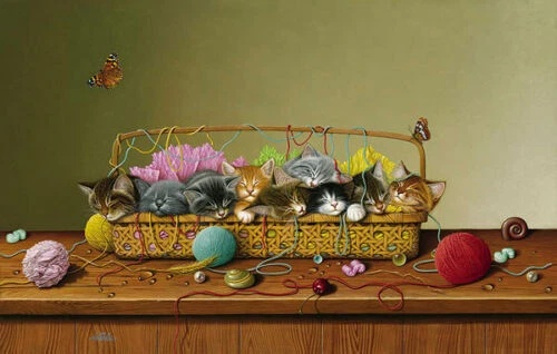 Braldt Bralds Signed and Numbered Limited Edition Lithograph: "Kitty Litter"