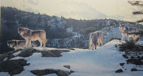 Brent Townsend Signed and Numbered Limited Edition Lithograph: "Open Ridge Wolves" Brent Townsend Signed and Numbered Limited Edition Lithograph: "Open Ridge Wolves"