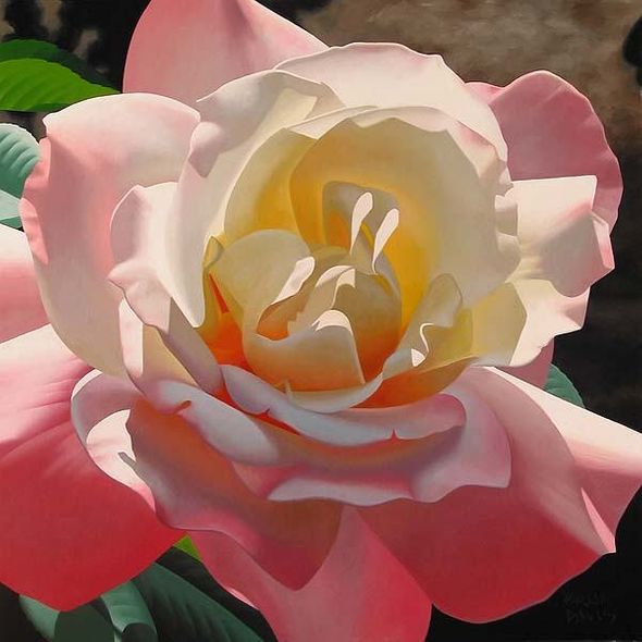 Brian Davis Handsigned and Numbered Limited Edition Giclee on Canvas:"Heavenly Pink Rose"