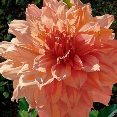 Brian Davis Handsigned and Numbered Limited Edition Giclee on Canvas:"Singing Orange Dahlia"