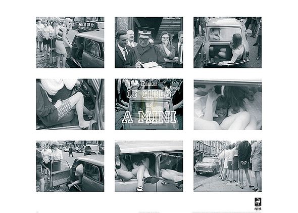 British Pathe Hand Numbered Limited Edition Print on Paper :"15 Girls In A Mini"
