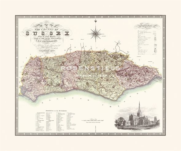 C and J Greenwood Hand Numbered Limited Edition Print on Paper :"Sussex"