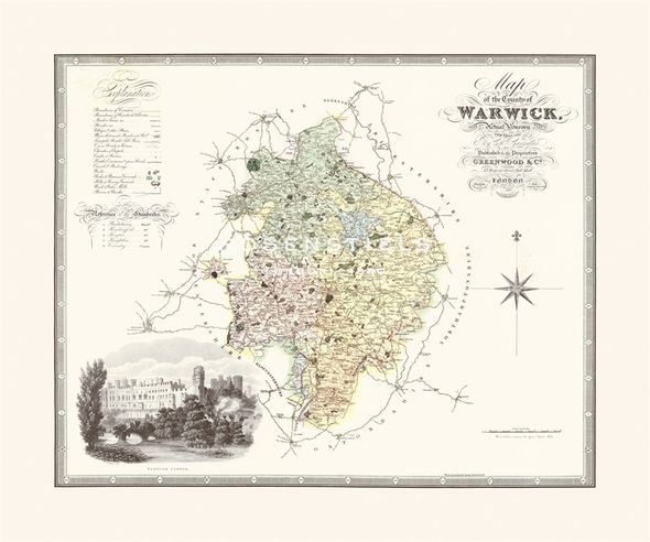 C and J Greenwood Hand Numbered Limited Edition Print on Paper :"Warwickshire"