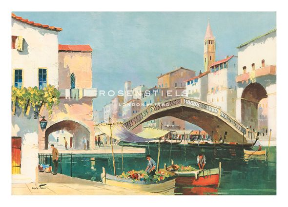 C.R. Doyly-John Hand Numbered Limited Edition Print on Paper :"The Old Bridge Venice"