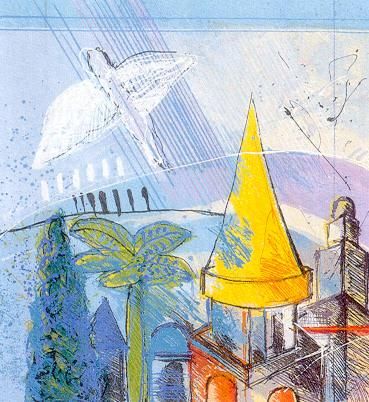 Calman Shemi Hand Signed and Numbered Limited Edition Serigraph on Paper: " Jerusalem (pc 1) "