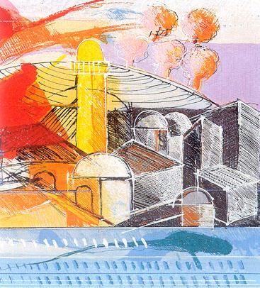 Calman Shemi Hand Signed and Numbered Limited Edition Serigraph on Paper: " Jerusalem (pc 6) "