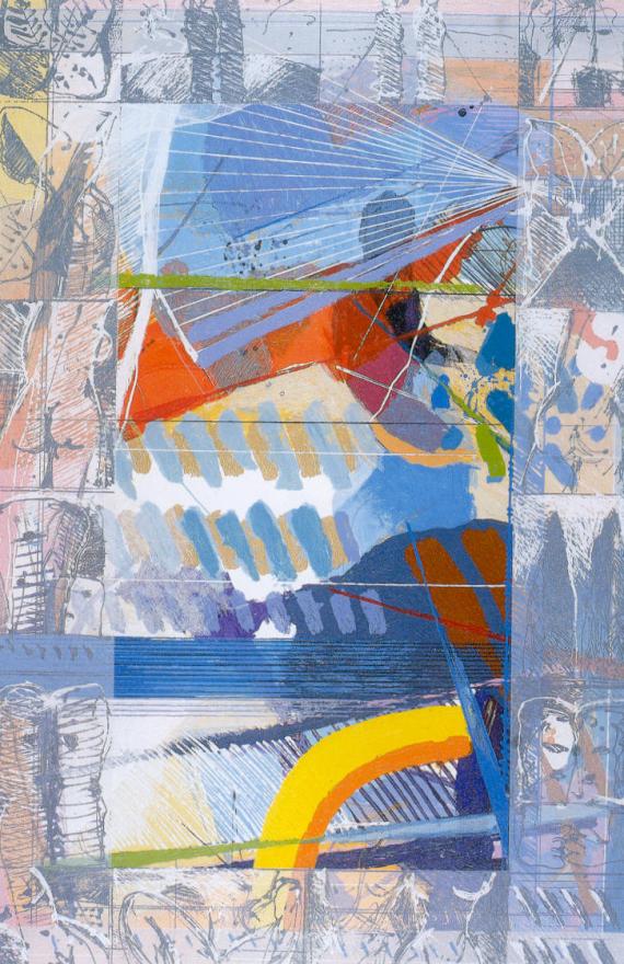 Calman Shemi Hand Signed and Numbered Limited Edition Serigraph on Paper: " Spanish Tiles "