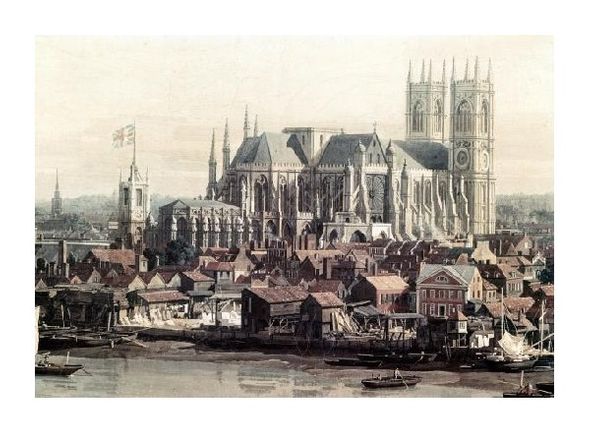 Canaletto Fine Art Open Edition Gicl&eacute;e:"View of London with the Thames - Detail"