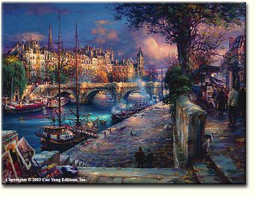 Cao Yong Limited Edition Hand Embellished (H/E) Archival Print on Canvas : "Banks of La Seine" Cao Yong Limited Edition Hand Embellished (H/E) Archival Print on Canvas : "Banks of La Seine"