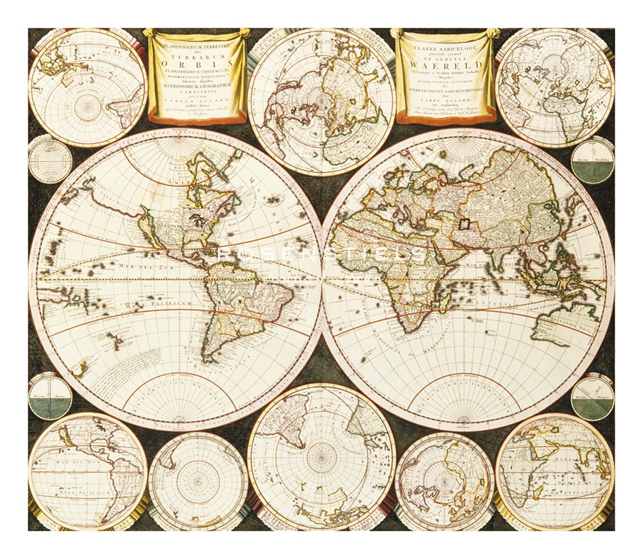 Carel Allard Hand Numbered Limited Edition Print on Paper :"Planisphaerium Terrestre Sive Terrarum Orbis, 1696"