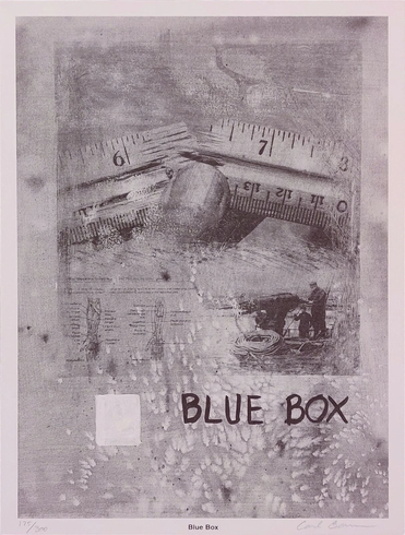 Carl Beam Artist Signed Limited Edition Lithograph Print: "BLUE BOX" Carl Beam Artist Signed Limited Edition Lithograph Print: "BLUE BOX"