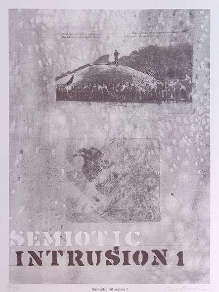 Carl Beam Artist Signed Limited Edition Lithograph Print: "SEMIOTIC INTRUSION 1"